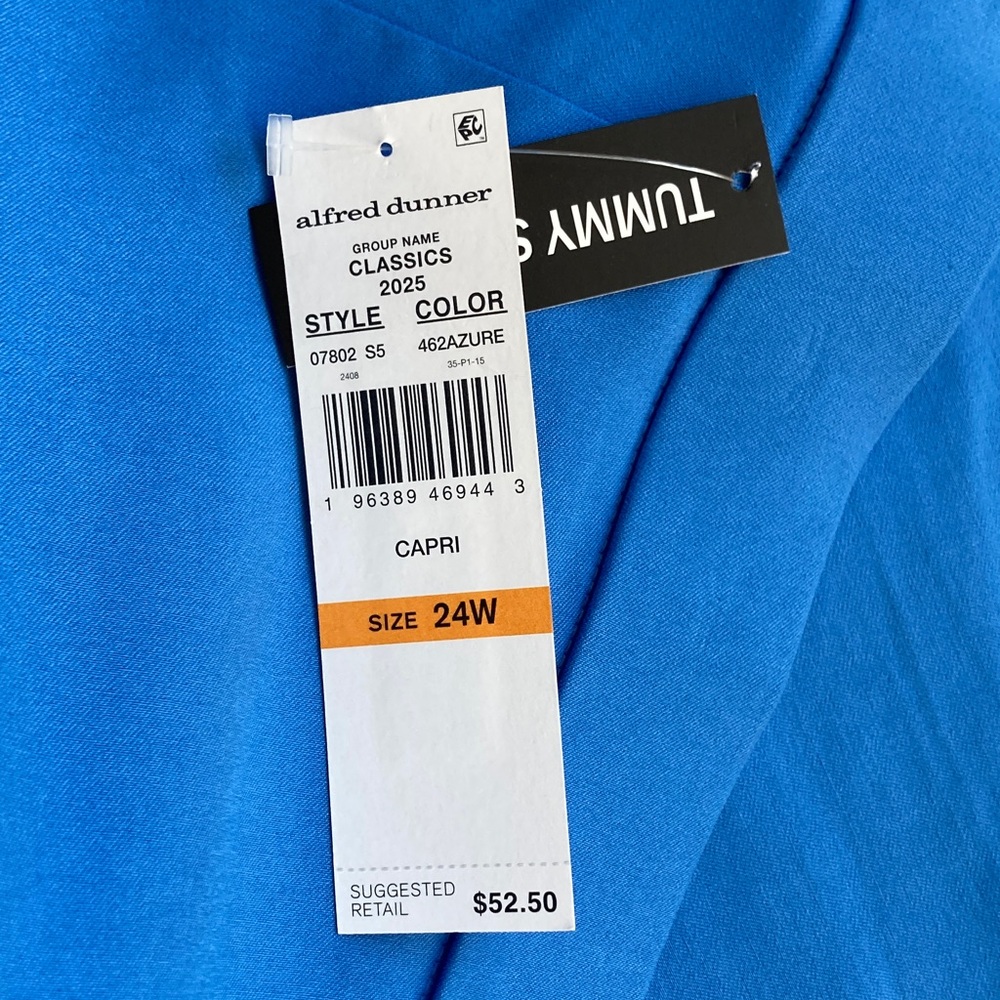 Alfred Dunner allure Capri pant tummy slimming super stretch azure blue 24W - Picture 14 of 17